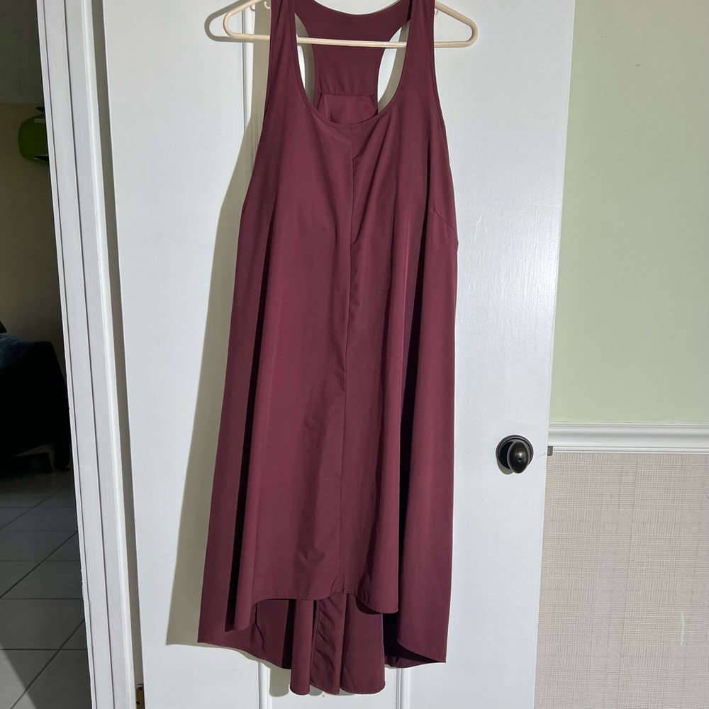 HALARA Sleeveless High Low Dress in Burgundy - Picture 2 of 8